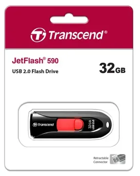 флеш-драйв TRANSCEND JetFlash 590 32GB Black, купить в rim.org.ru, гарантия на товар, доставка по ДНР