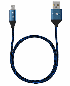 Кабель передачи данных MAXVI MC-06M USB - microUSB 2A blue, купить в rim.org.ru, гарантия на товар, доставка по ДНР