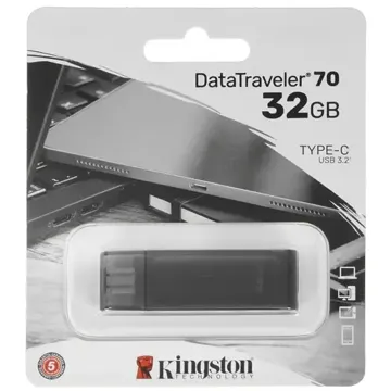 флеш-драйв KINGSTON DT70 32GB, Type-C, USB 3.2, купить в rim.org.ru, гарантия на товар, доставка по ДНР