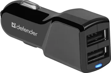 Автомобильная зарядка DEFENDER ECA-24 5V/2.4А 2х USB, купить в rim.org.ru, гарантия на товар, доставка по ДНР