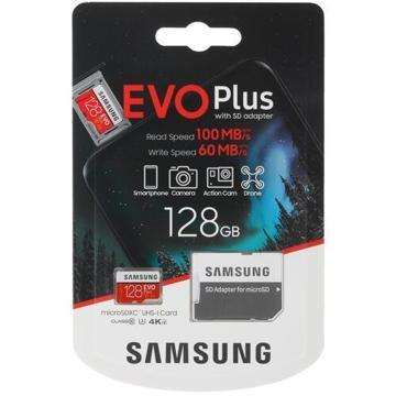 карта памяти SAMSUNG EVO Plus microSDXC 128GB UHS-I U3 A2 V30 + ad, купить в rim.org.ru, гарантия на товар, доставка по ДНР