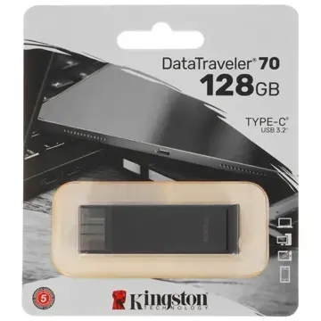флеш-драйв KINGSTON DT70 128GB, Type-C, USB 3.2, купить в rim.org.ru, гарантия на товар, доставка по ДНР