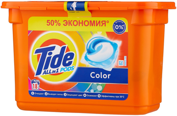 Капсулы для стирки TIDE Color 18шт, купить в rim.org.ru, гарантия на товар, доставка по ДНР