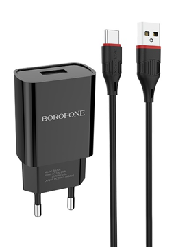 Зарядное устройство BOROFONE BA20A серии Sharp Type-C черный, купить в rim.org.ru, гарантия на товар, доставка по ДНР