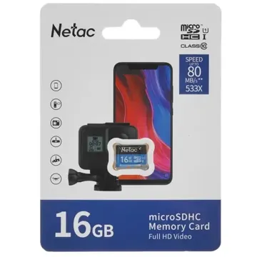 карта памяти NETAC P500 Eco 16GB MicroSDHC Class10 UHS-I no ad, купить в rim.org.ru, гарантия на товар, доставка по ДНР
