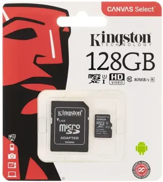 карта памяти KINGSTON microSDHC 128 Gb UHS-I+adapter(SDCS/128GB), купить в rim.org.ru, гарантия на товар, доставка по ДНР