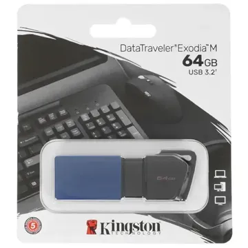 флеш-драйв KINGSTON DT Exodia M 64GB USB 3.2 Blue, купить в rim.org.ru, гарантия на товар, доставка по ДНР