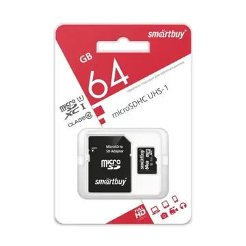 карта памяти SMARTBUY microSDXC 64GB Class 10+adapter, купить в rim.org.ru, гарантия на товар, доставка по ДНР