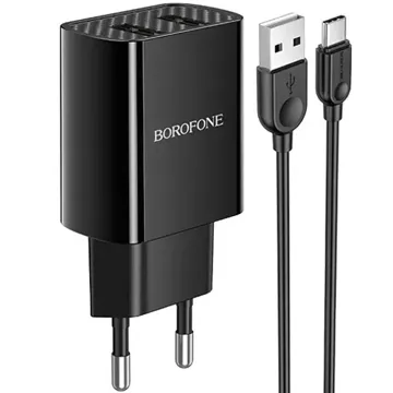Зарядное устройство BOROFONE BA53A Type-C 2USB 2.1A черный (Black), купить в rim.org.ru, гарантия на товар, доставка по ДНР