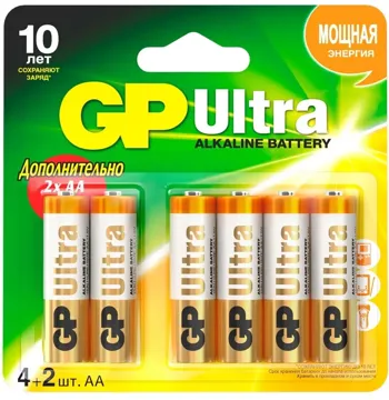 Батарейка GP Ultra alkaline AA (15AU C4), купить в rim.org.ru, гарантия на товар, доставка по ДНР