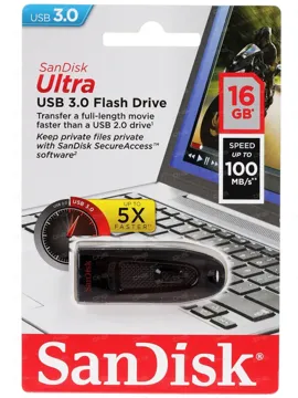 флеш-драйв SANDISK Ultra 16 Gb Black USB 3.0, купить в rim.org.ru, гарантия на товар, доставка по ДНР
