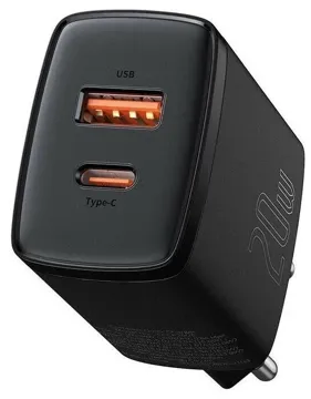 Сетевая зарядка BASEUS Mini Charger Dual USB PD 20W Black (CCCP20UE), купить в rim.org.ru, гарантия на товар, доставка по ДНР