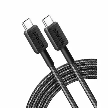 Кабель ANKER 322 USB-C to USB-C - 0.9m Nylon (Black), купить в rim.org.ru, гарантия на товар, доставка по ДНР