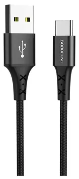 Кабель BOROFONE BX20 нейлон 1м для Type-C USB 2.0A (Black), купить в rim.org.ru, гарантия на товар, доставка по ДНР